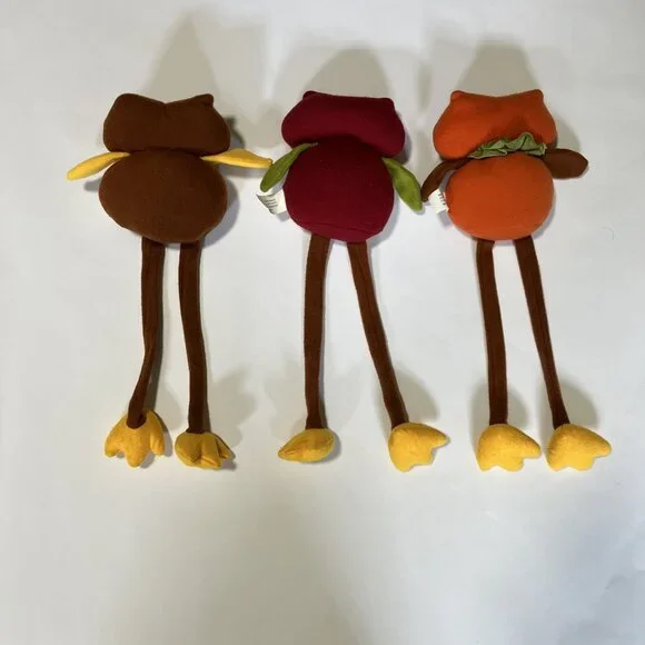 Set Of 3 Felt Pellet Body Owl Shelf Sitters Fall Mantle Decor Long Legs Wings - Picture 2 of 9